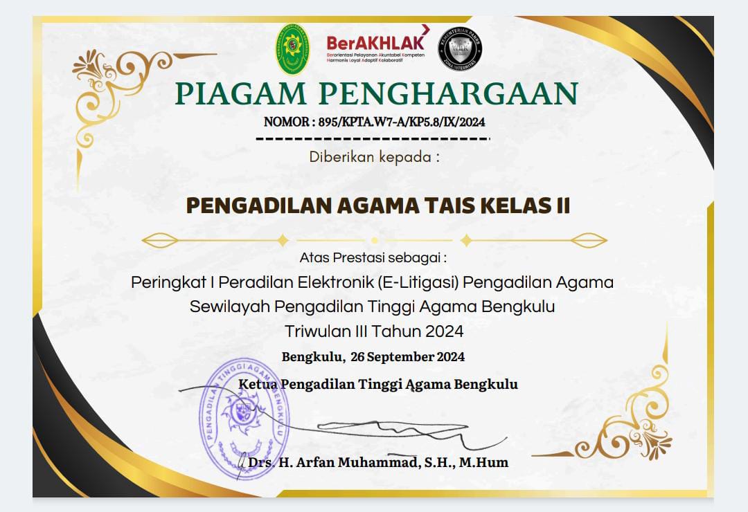 Peringkat I Peradilan elektronik E LITIGASI Pengadilan Agama sewilayah